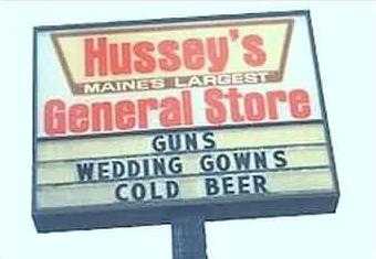 Hussey's general store: guns, wedding gowns, cold beer